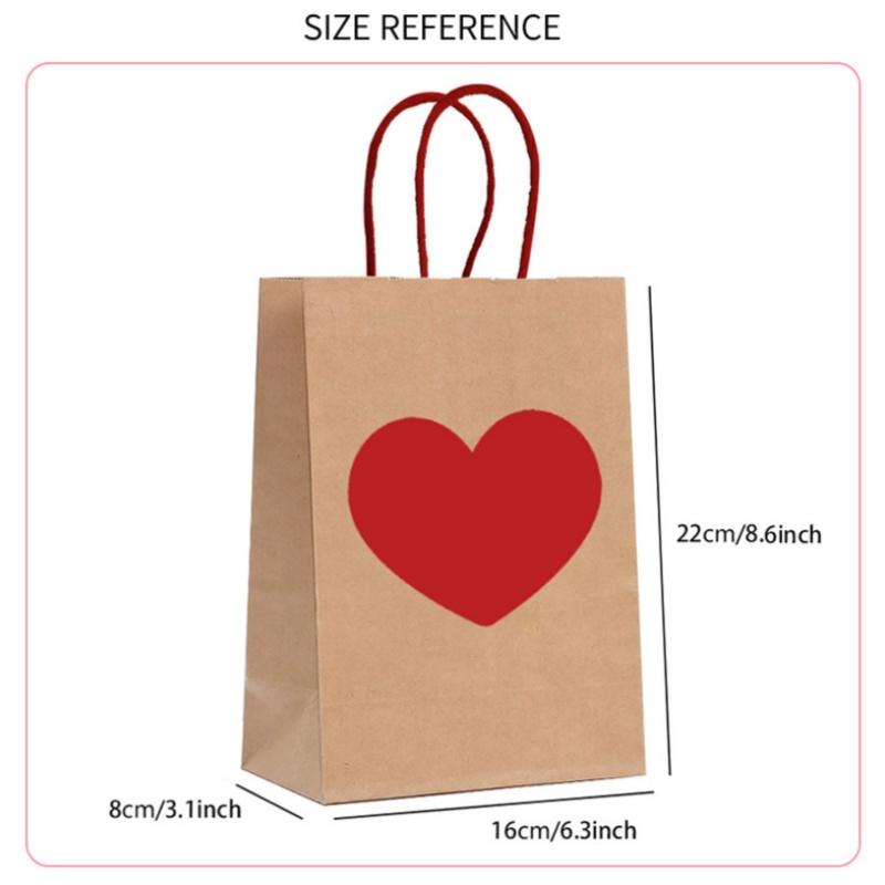 10Pcs High-Capacity Red Heart-Shaped Kraft Paper Gift Bags With Handles & Tags Festival Supplies Perfect For Valentine'S Day
