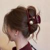 Große rote Perlenhaarspange für Damen Mädchen Kopfschmuck Einfache Haarnadel Haarvolumen Hai-Klammer Haarspange Hinterkopf Haaraccessoires