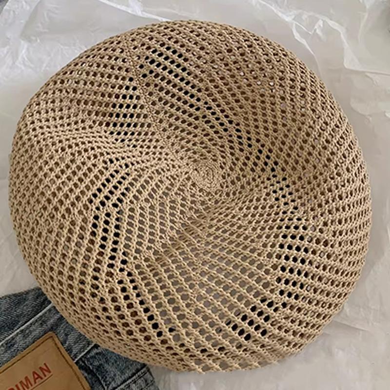 2026 Y2K Vintage Hollow Out Beret Hats Solid Color Breathable Spring Summer Caps Korean Ins Fashion British Painters Buckle Hats
