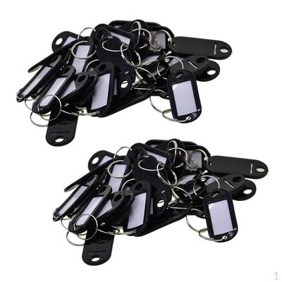 100 Pieces Keychains Plastic Key Rings ID Tag Name Label Tags Locker - Black