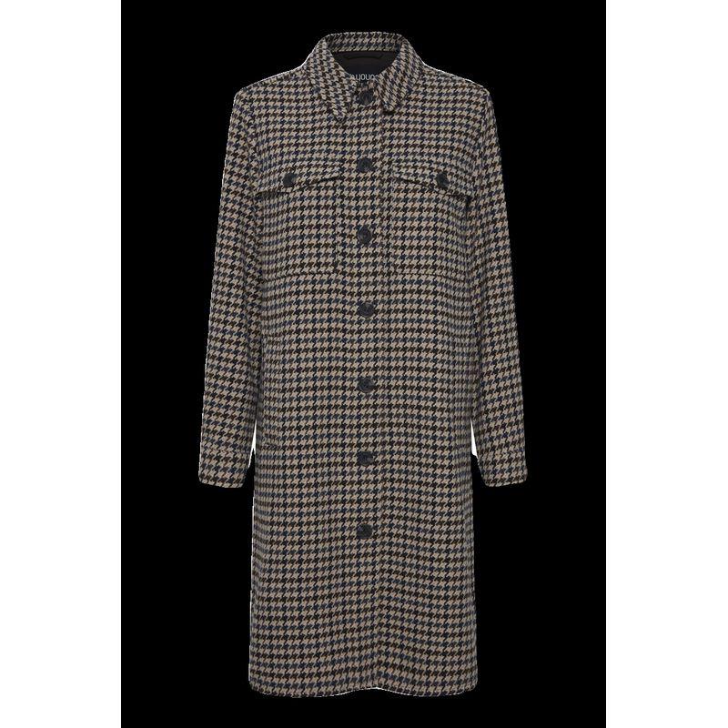 Fashion Pure Yuan Export Tail Goods Classic Houndstooth Large Pocket Autumn and Winter Women's Long Woolen Coat