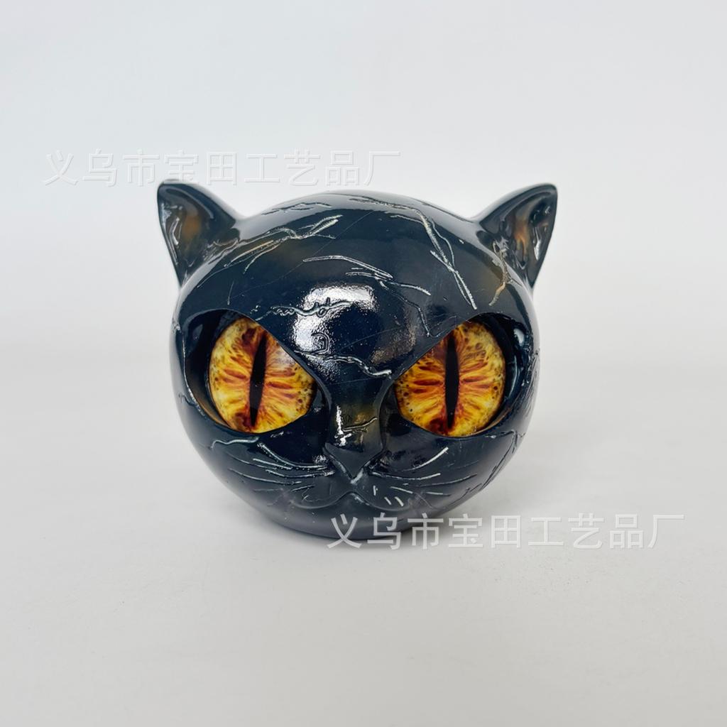 New luxury black cat stone resin ornament