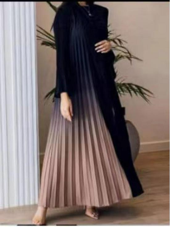 Gradient Color Handmade Pleated Long Sleeve Outerwear - 2024 Spring/Autumn Women's Slimming Robe