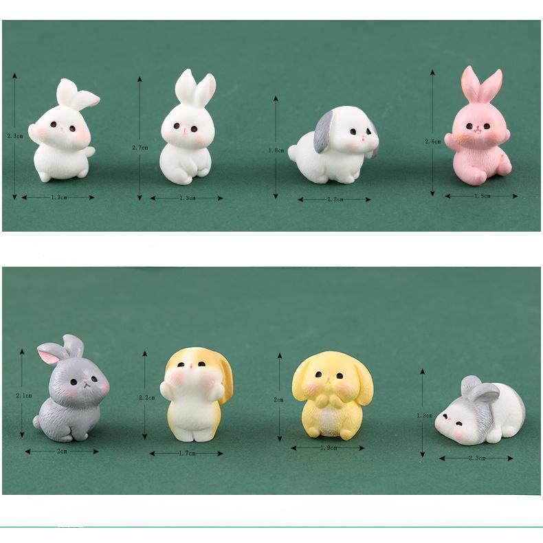

8 шт./компл. микро пейзаж мини-кролики миниатюрные украшения милые животные кролик изделия из смолы фея украшение сада 1.9x2.3cm разноцветный