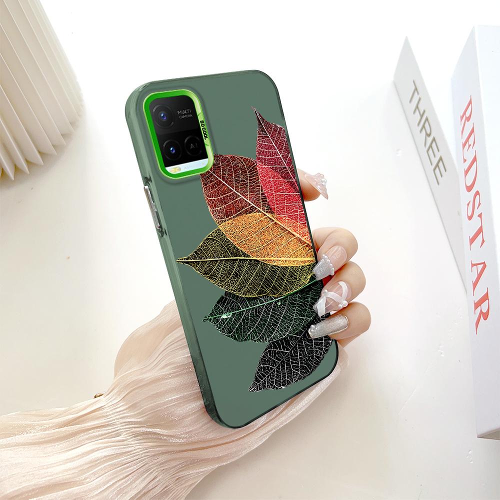 

Окрашенный узор, красочный серебристый, двухсторонний, жесткий, противоударный чехол для телефона Vivo Vivo Y36 зелёный