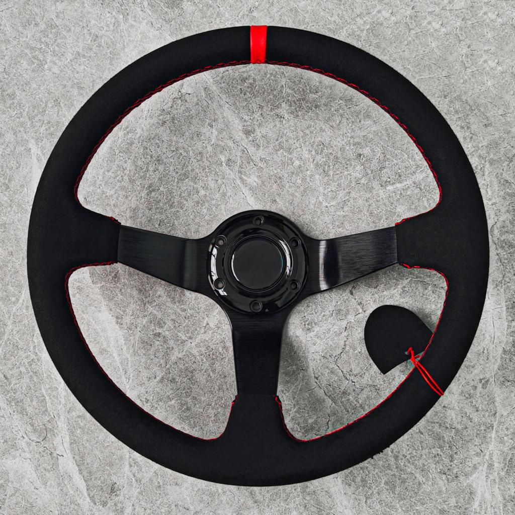 Racing Suede Leather Steering Wheel 14inch Universal Modified Car Sports Drift Steering Wheel