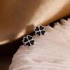 Black Four-Leaf Clover Stud Earrings For Women, Earrings Temperament Personality Simple And Versatile Earrings