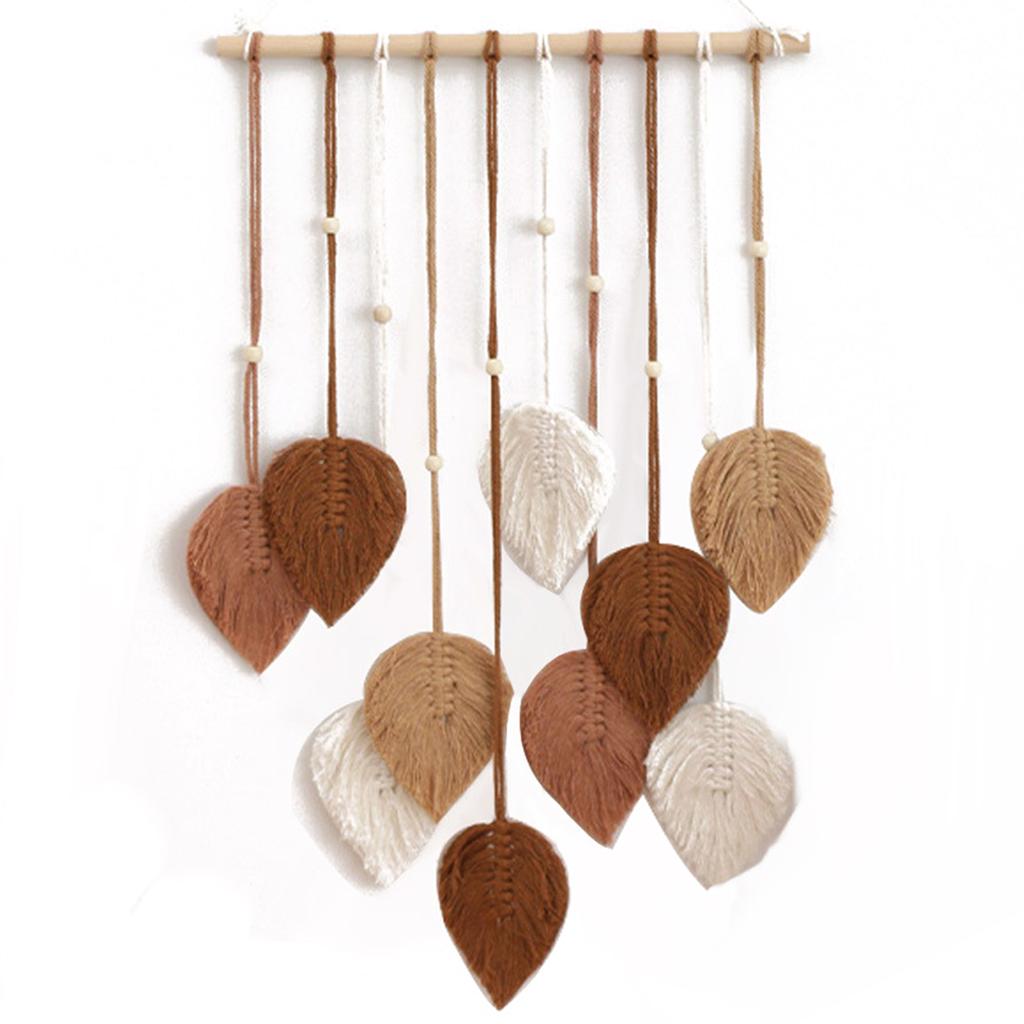 Hand Woven Leaf Macrame Tapestry Boho Decor Hanging Pendant Crafts Wall Hanging Home Decoration For Bedroom Living Room