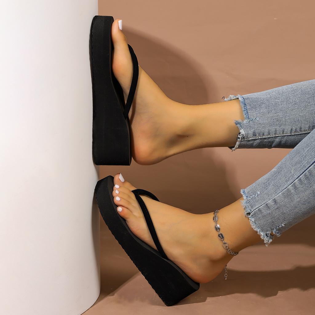 Women Slippers Summer Beach Wedge Slippers Flip-Flops Clip Toe Platform Sandals Outdoor High Heels Slides Women Orthopedic Shoes