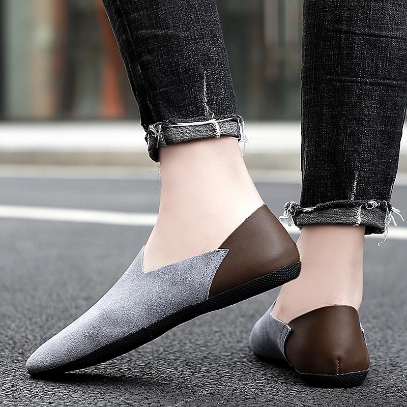 Men's Loafers Leather Shoes Slip On Casual Moccasins Breathable Male Boat Shoes Fashion Business Flats