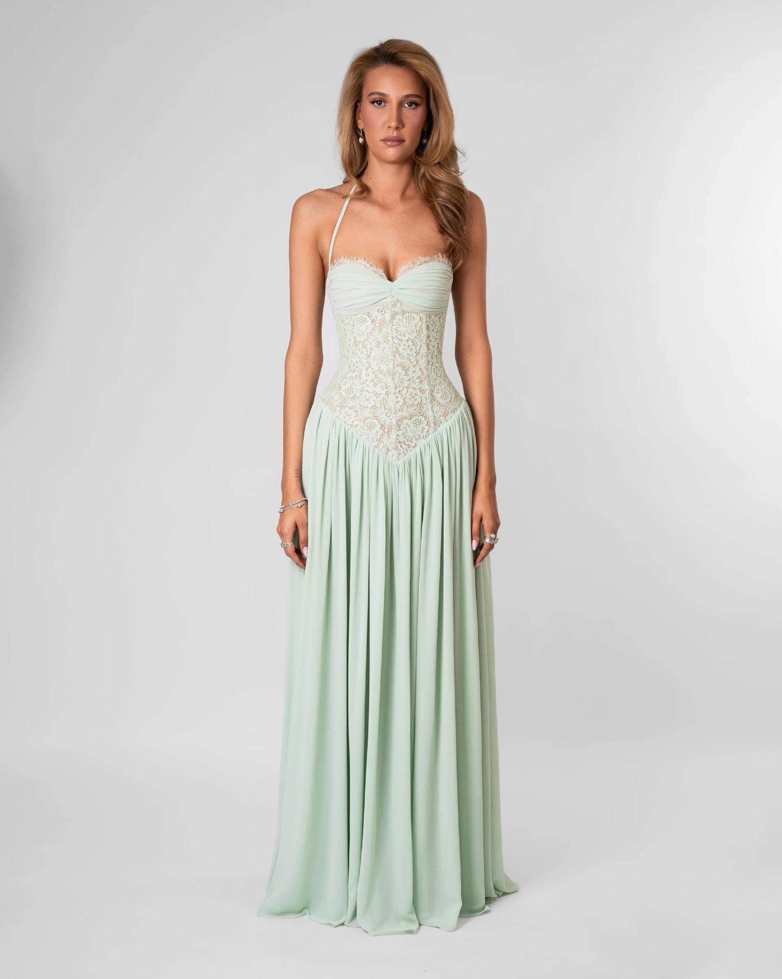 Pure wind lace splicing bridesmaid dress
