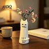 Cadeaux pour Amoureux des Chats Vase à Fleurs de Forme Créative Minimaliste Chaton Dessin Animé Pot de Table Support pour Fleurs Séchées Fleurs Fraîches Mini Bouche Étroite Décoratif