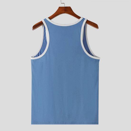 Herre Sportsvest Dyp U-formet krage Brede stropper Ermeløse tanktopper Lappverk Farge Løs passform Casual Allsidig vest