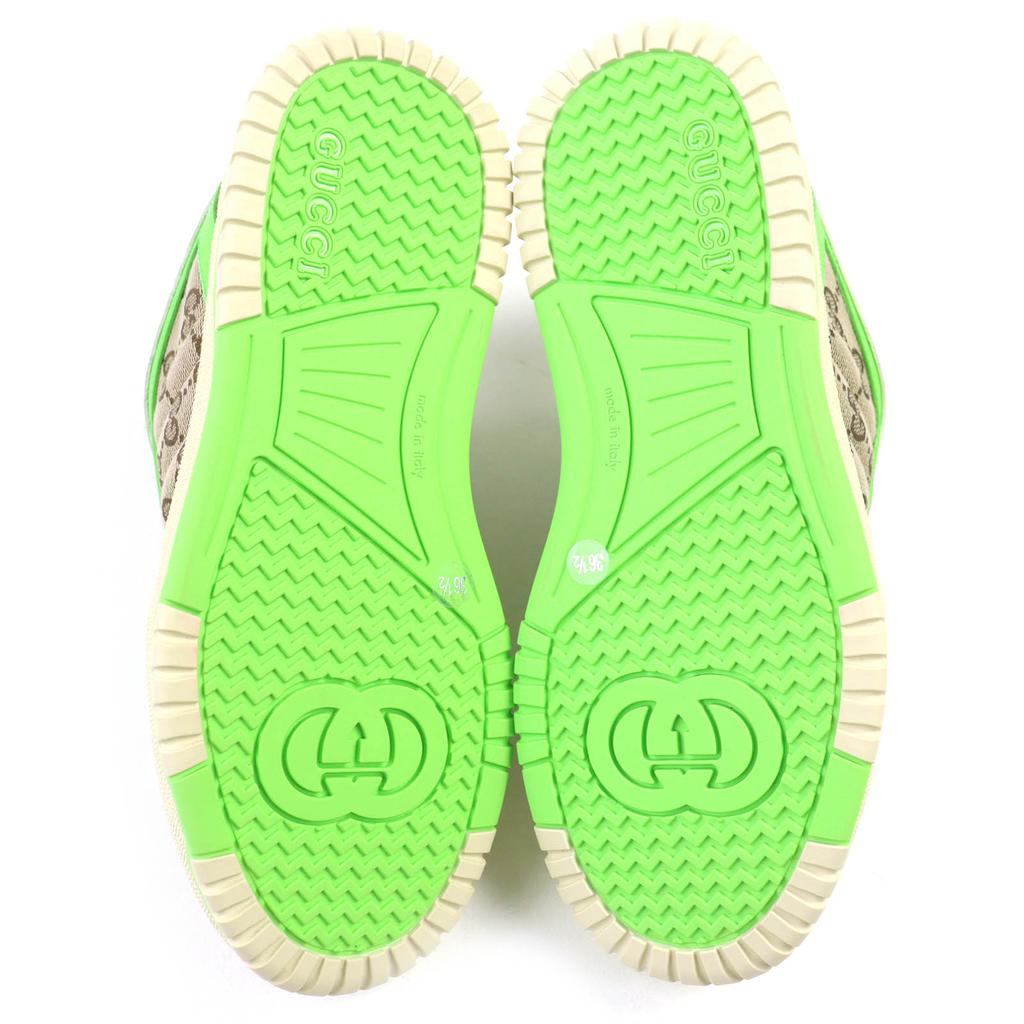 Pristine GUCCI Sneakers Reweb White Beige Green GG Canvas Women 36.5 785452 Used