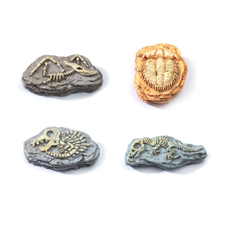 Desktop Decor with Realistic Dinosaur Fossil Miniatures Set of 4 for Unique DIY Projects