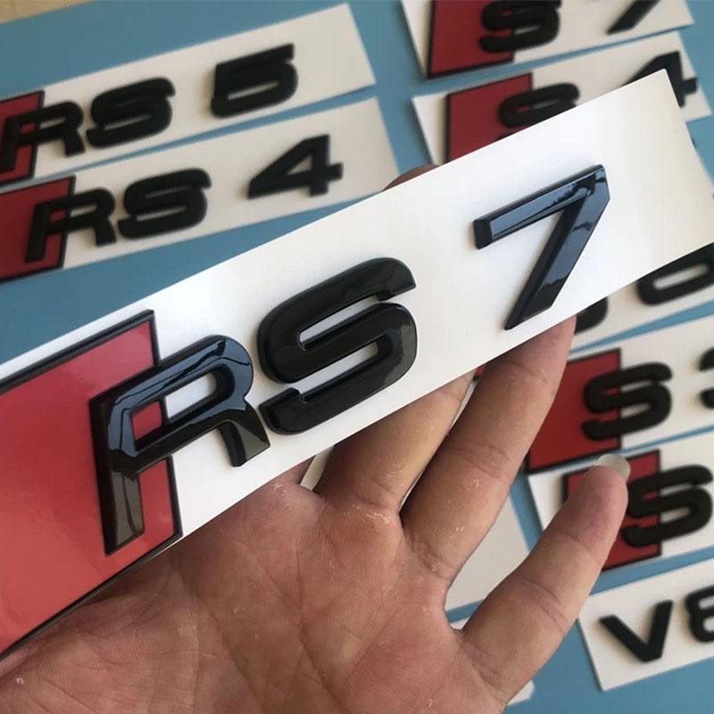 1Pcs Car Body Rear Trunk ABS Badge RS Emblem Stickers Decor Accessories For Audi S3 S4 S5 S6 S7 S8 RS3 RS4 RS5 RS6 RS7 RS8