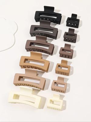 12 Pieces Rectangle Grab Clip Frosted PS Shark Clip Simple Fashion Hair Grab Clip Hair Accessories  Accessories