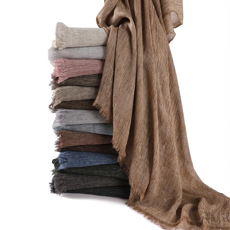 180*65cm Batikové mačkané viskózové hidžáby pro ženy Muslimský šátek Šály Jednobarevné Dámské Prodyšná čelenka Turban Femme Ramanda