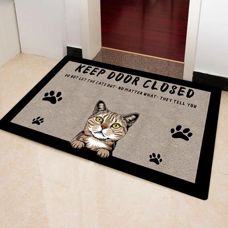 Welcome Doormat Cute Cat Mat Machine Washable Anti-slip Floor Mat Home Decoration Living Room Bedroom Kitchen Entrance Foot Mats