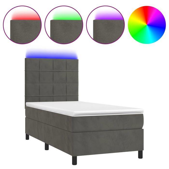VidaXL Sommier à Lattes de Lit avec Matelas et LED, Lit Rembourré, Lit Simple, Lit Adulte de Chambre à Coucher Intérieur, 3136102