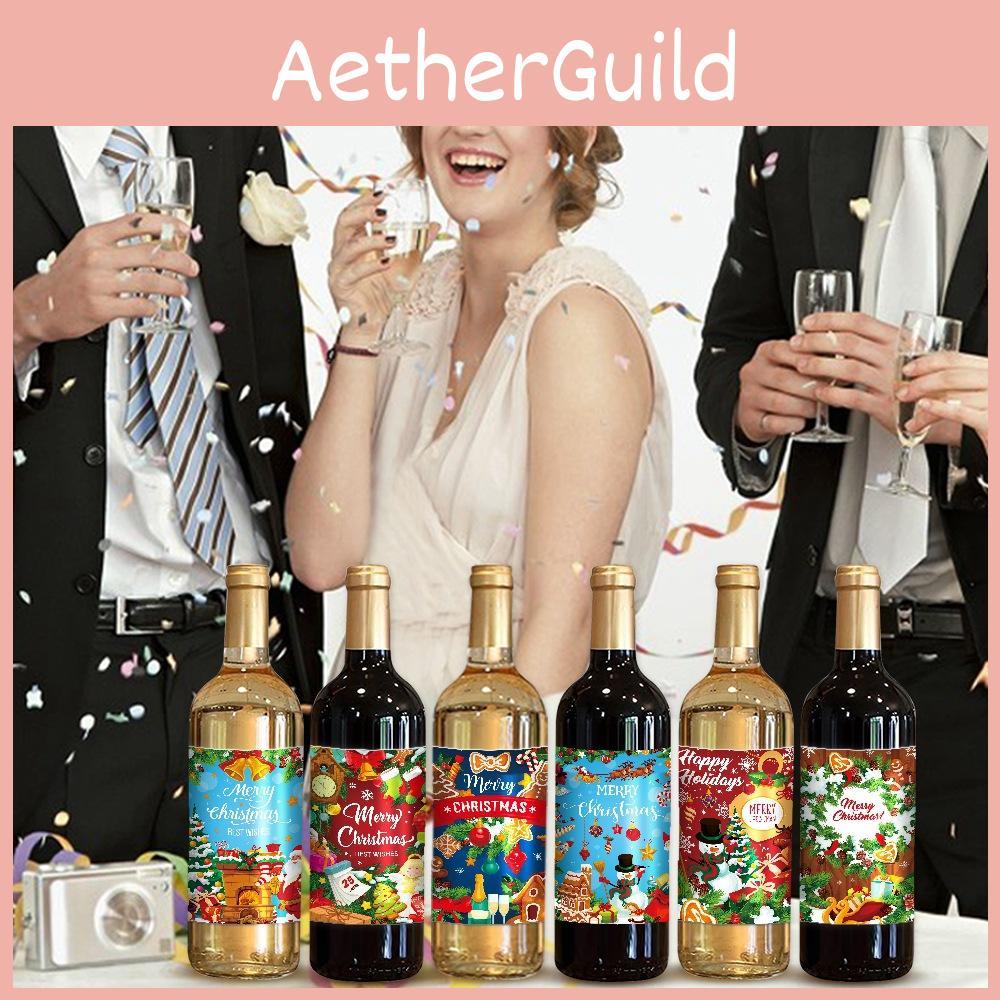 Christmas Party Beverage Bottle Stickers Snowman Holiday Decoration Supplies