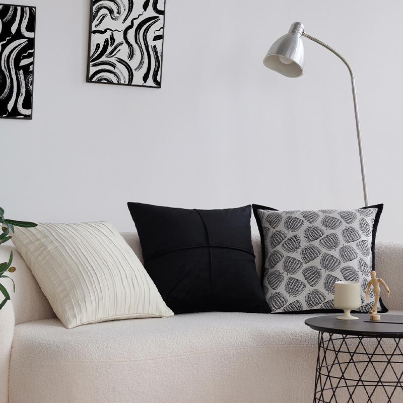 Black and White Living Room Sofa Pillow Light Luxury Luxury Bedroom Bedside Pillow Pillow Case Bay Window Cushion Does Not Contain Core