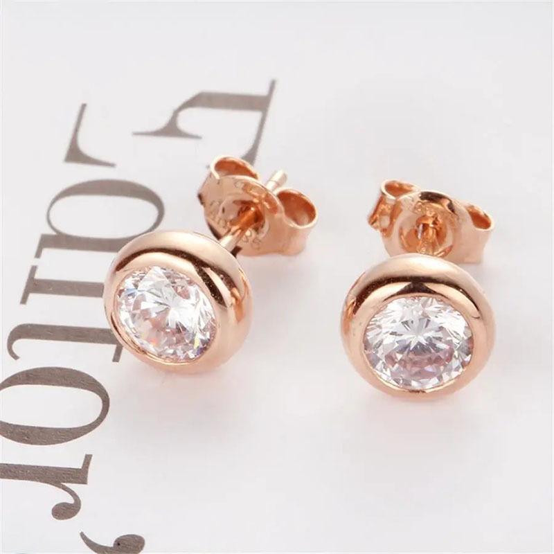 Personality Temperament Small Stud Earrings Simple High-End Purple Gold Steel Plated Rose Earrings Luxury