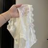 Sweet Mid Waist Lace Panties Cotton Crotch Briefs Underwear for Women Bow Transparent Mesh Lace Briefs Summer