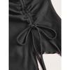 Women European Style Drawstring Irregular Slit Waffle Fitted Strapless Tube Crop Top