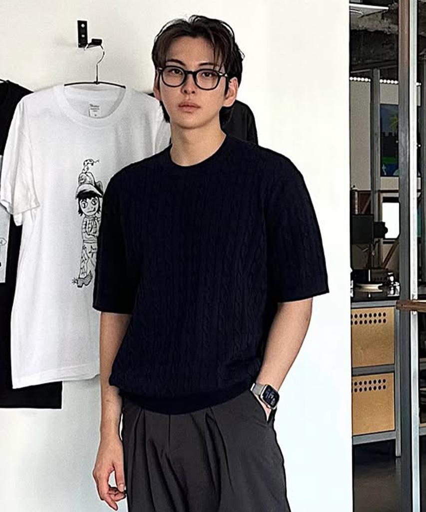 MINDBRIDGE Cable Round Short Sleeve Knit - 3 Colors
