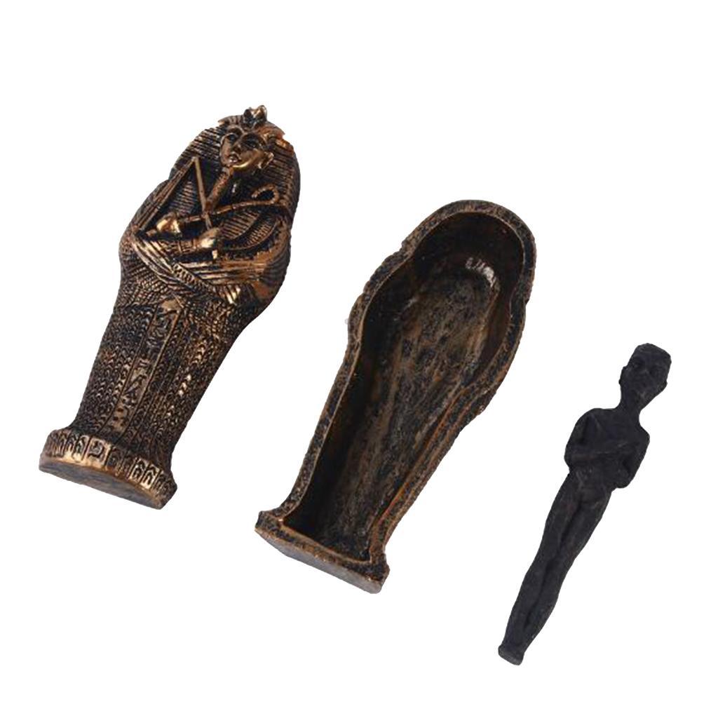 Mummia Egizia Artigianato da Collezione Bara con Statuetta Ornamento Storico in Resina Bara con Mummia