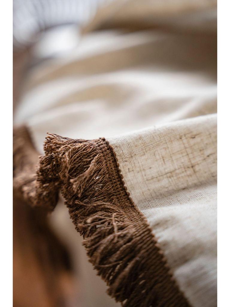 Imanqiyun Khaki Tassel Tablecloth - American Country Linen Blend Rectangular