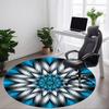 1pc Blue Abstract Mandala Chair Carpet for Office, Round Polyester Mat, Indoor Decor for Office, Easycare Fabric, Washable Non-slip Area Carpet
