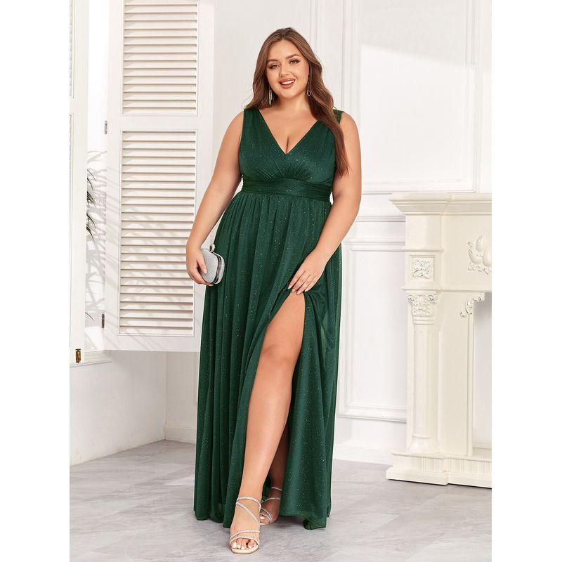 

European and American Plus Size Dress, Shiny Party Evening Dress, Plus Size Sequin Party Dress 4XL Dark green S