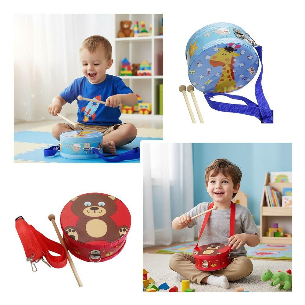 Double Sided Children's Drum Toy Wooden Material Musical Instrument Drum  Rhythm Development