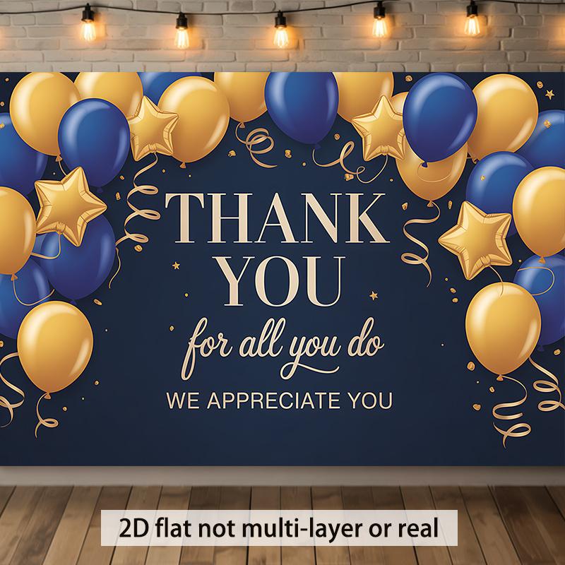 1Pcs Navy Blue Golden Thank You Decoration Background Backdrop For Photo Studio Photo Booth Party