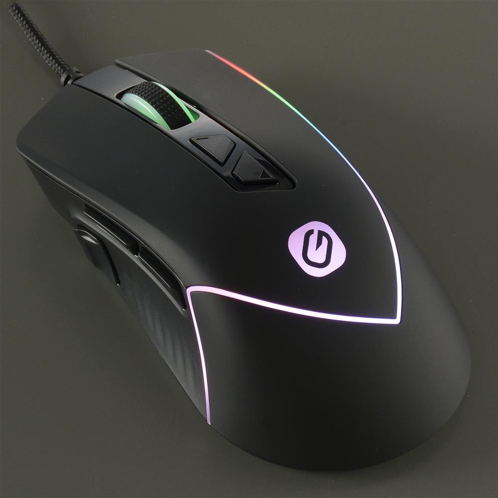 OHM PCGEAR Wired Gaming USB 9 Compatible with PC Mouse, Connection, Buttons, Black, Windows, RGB, PC-SMREX201-K (Product Code 01-7277)