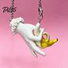 Funny Banana Necklace Pendant Necklace, Resin Hand-Sculpted Cute Humorous Jewelry Gift Lifelike Fruit Jewelry, Creative for Men Women