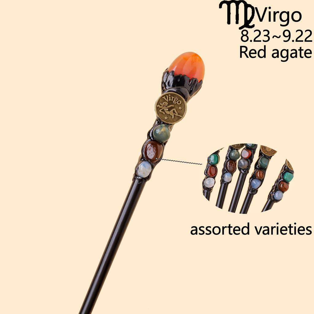 1pc Natural crystal Rolling Stone twelve Constellations scepter Magic wand Handmade DIY fairy wand magic wand propscrystal tower