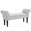 Bench Upholstered Bench with Sailcloth Fabric, Armrest Hallway Bench with Wooden Frame, Shoe Bench for Bedroom, Living Room