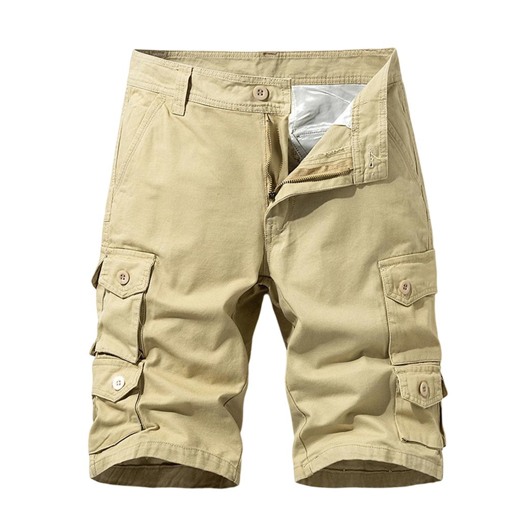 Men Style Multi Pocket Cargo Shorts Relaxed Fit Button Zip Fly Durable Fabric Casual Design