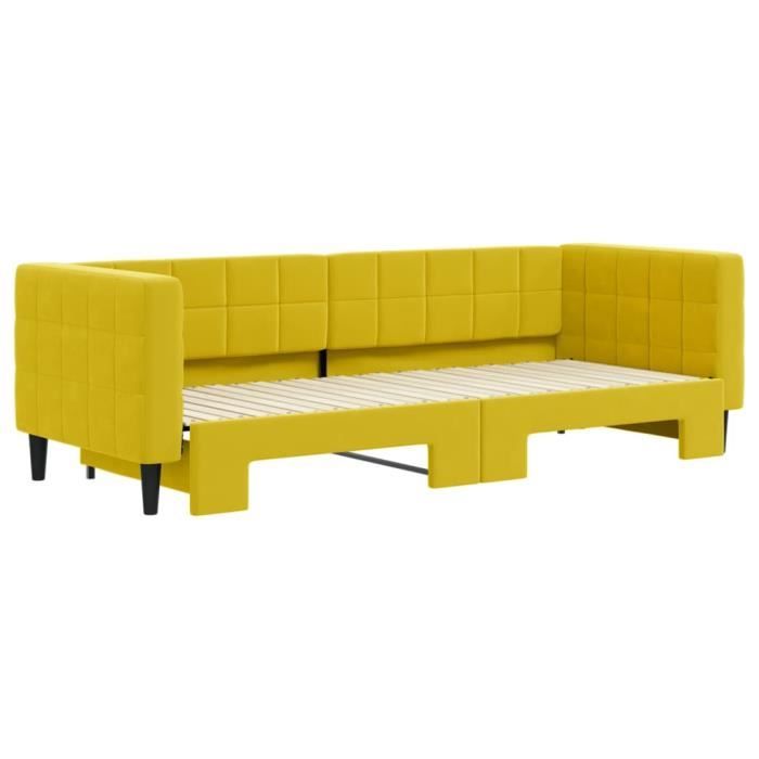 VidaXL Daybed with Trundle Bed Yellow 80x200 Cm Velvet 3196689