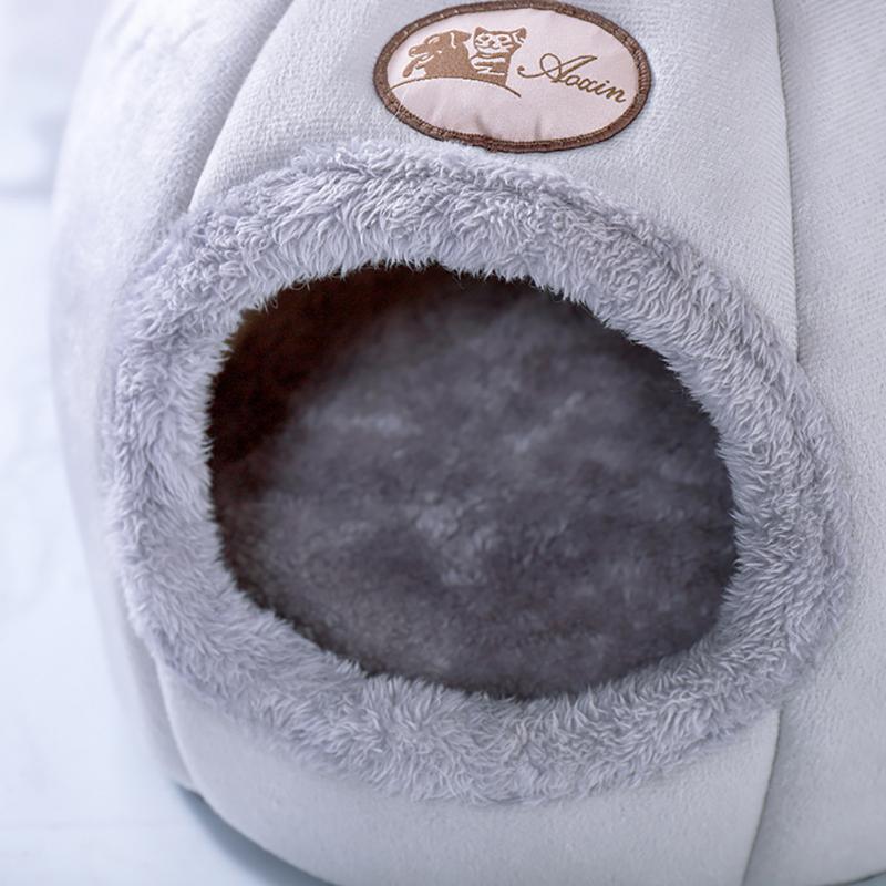 Cat Pet Dog Warm House Cave Beds for Indoor Cats Cozy Wool Igloo Nest Kennel M/L/XL