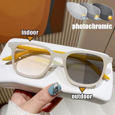 Finished Photochromic Sunglasses With Diopter Luxury Brand Square Frame Myopia Glasses Color Changing Near Sight Eyewear Diopter