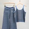 Women's Autumn/Winter Jacquard Knit Cardigan, Vest, and Wide-Leg Pants Set
