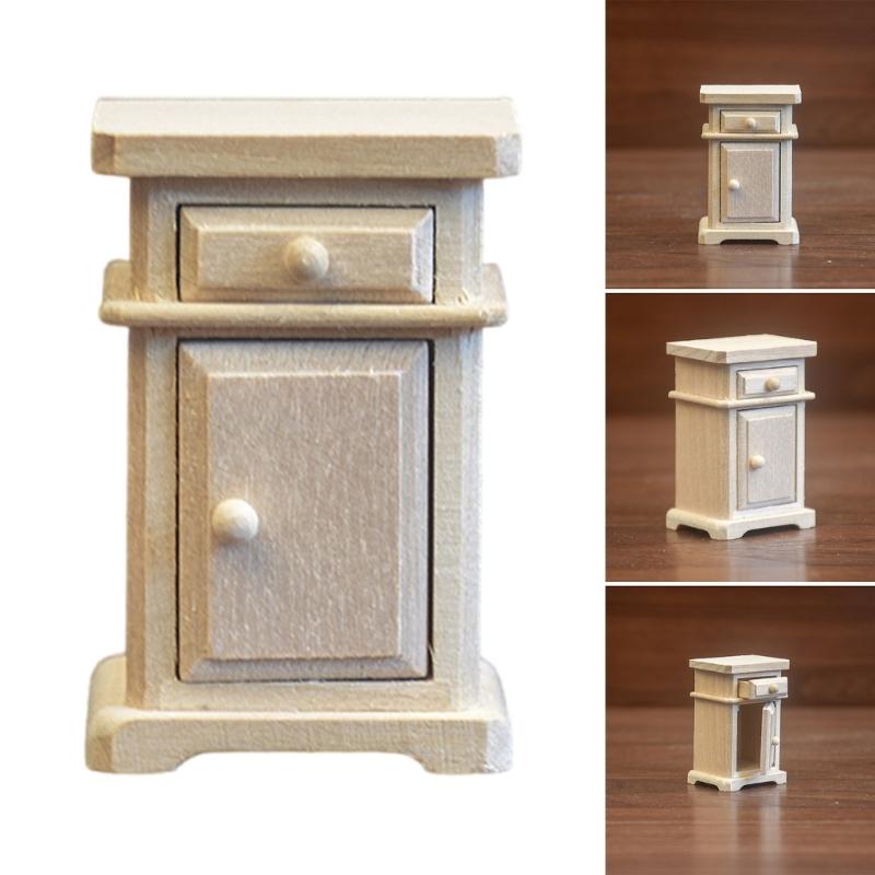 Doll House Zakka Model Realistic Dollhouses Bedside Table Realistic Play Bedstand Realistic 1:12 Model Mini Size Toy
