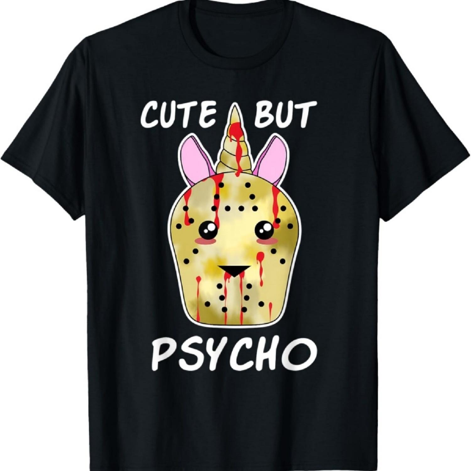

Cute But Psycho Hocky Mask Unicorn for Halloween T-Shirt XXXXXL чёрный