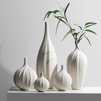 Simple and Creative Simple and Elegant Ceramic Vase Ornaments Dried Flower Arrangement New Chinese Living Room High-end Home Decoration