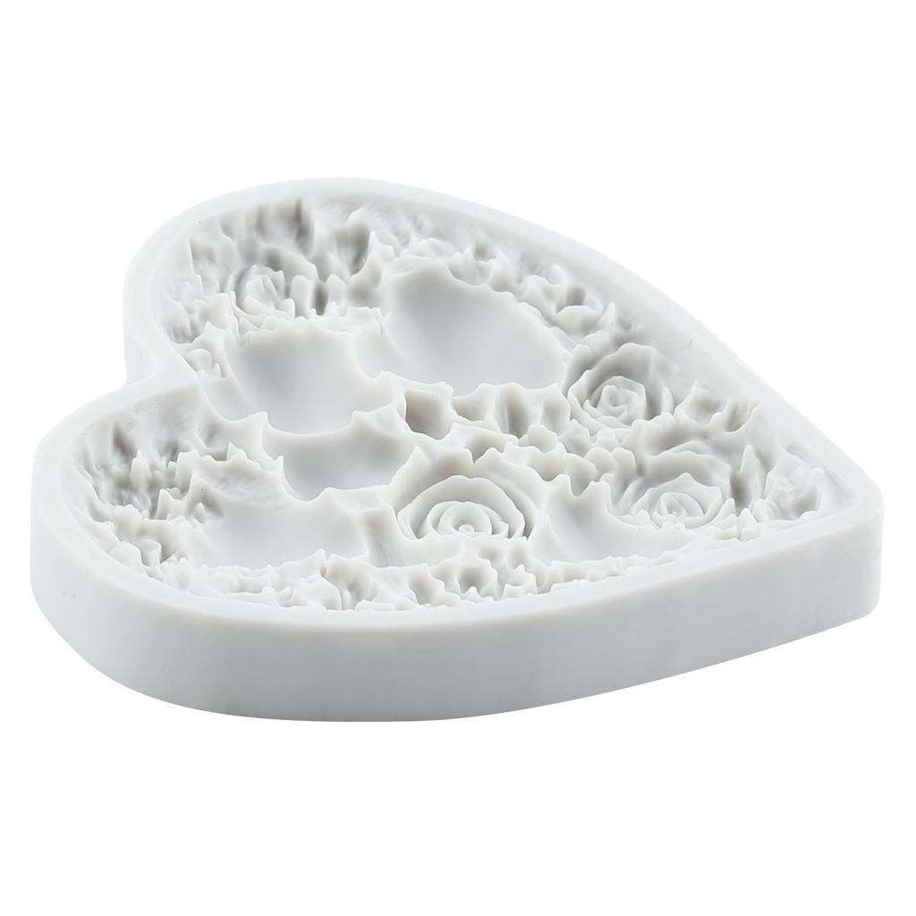 Love Heart Silicone Mold Rose Flower Fondant Molds Cake Decorating Tools Theme Cake Dessert Decorated Chocolate Candy Mold