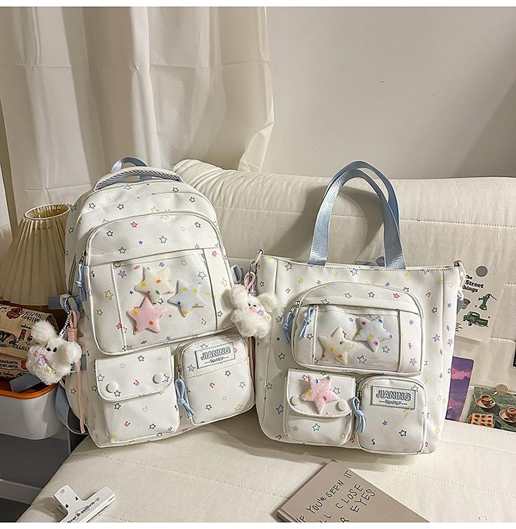 Schoolbag Japanese ins new high-value schoolbag, sweet star bar pain bag, lightweight and versatile backpack for junior high school students